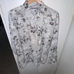 Pro Jek Raw Men's Dress Shirt | Gray and White Floral: Size 2XL